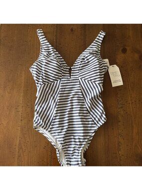 Time & True Blue One Piece Swimsuit Size Small Padded Bra NWT